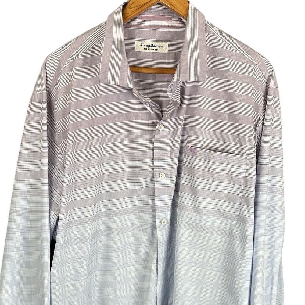Tommy Bahama The Siesta Key Mens XL Purple Blue Ombre Stripe Button Down Shirt